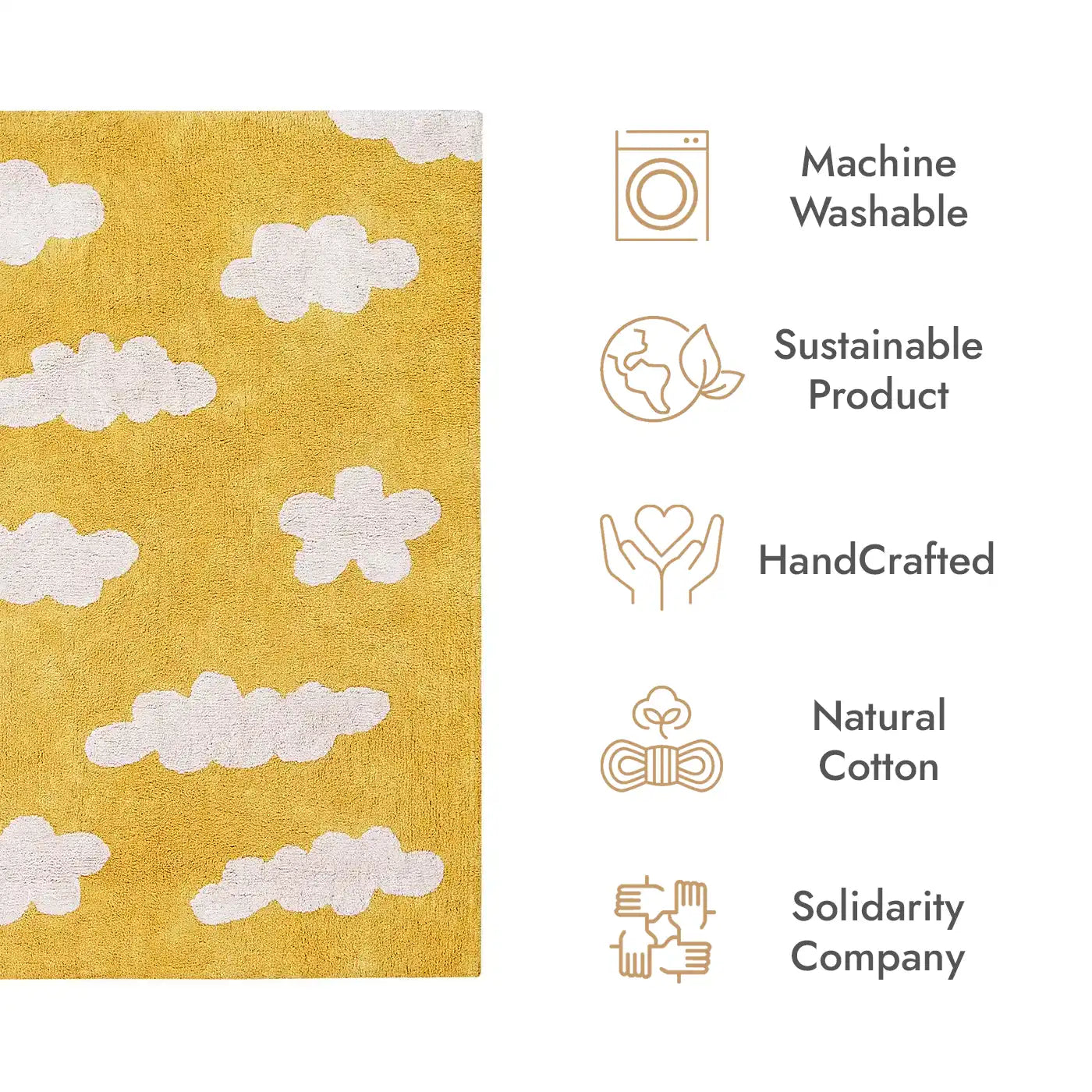 Lorena Canals Clouds Washable Rug - Mustard (Clouds Collection)