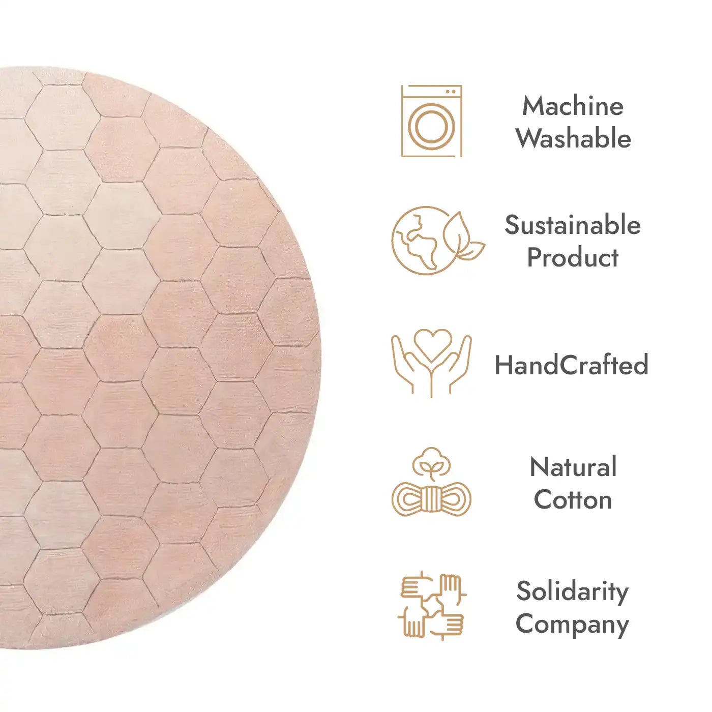 Lorena Canals Round Honeycomb Washable Rug - Rose (Planet Bee Collection)