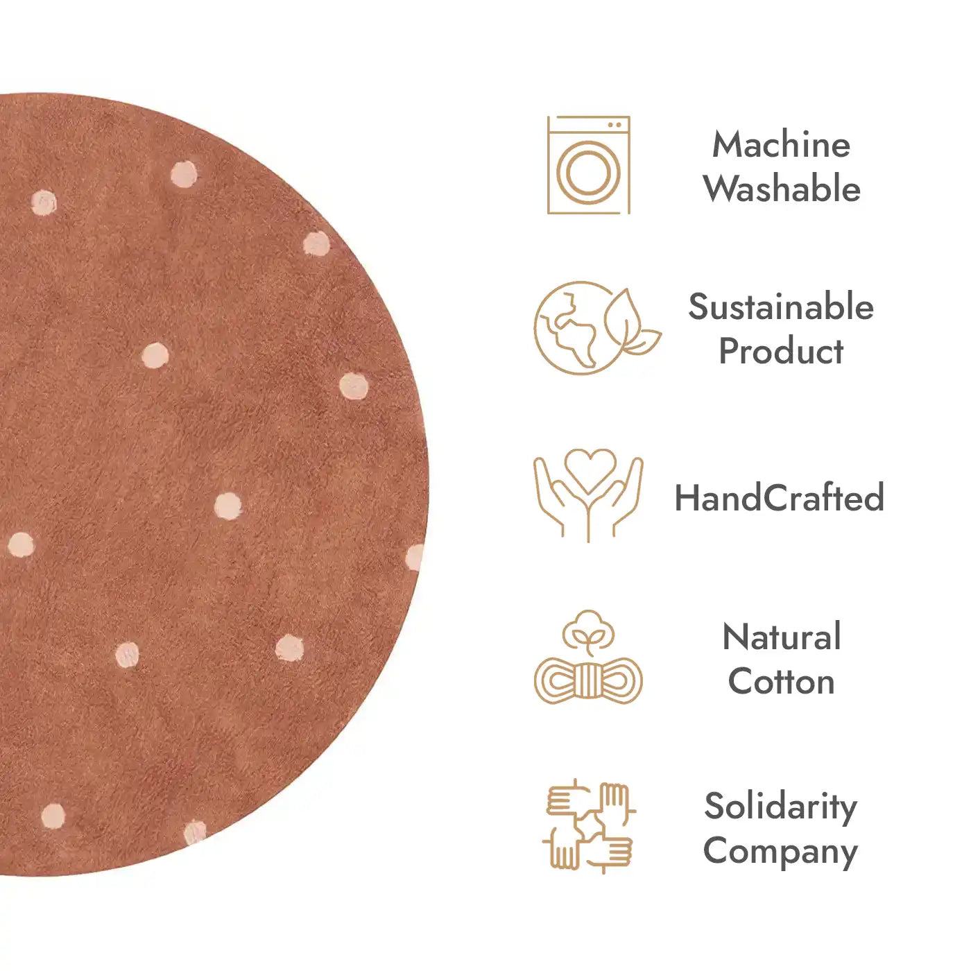 Lorena Canals Round Dot Washable Rug - Chestnut (Mushroom hunters / Forest finds Collection)
