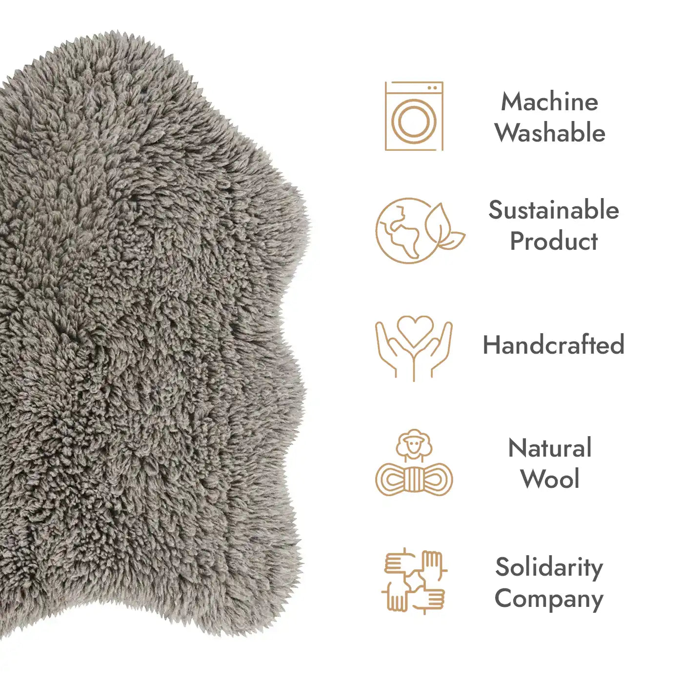 Lorena Canals Woolly Wool Washable Rug - Sheep Grey (Sheep of the World Collection)