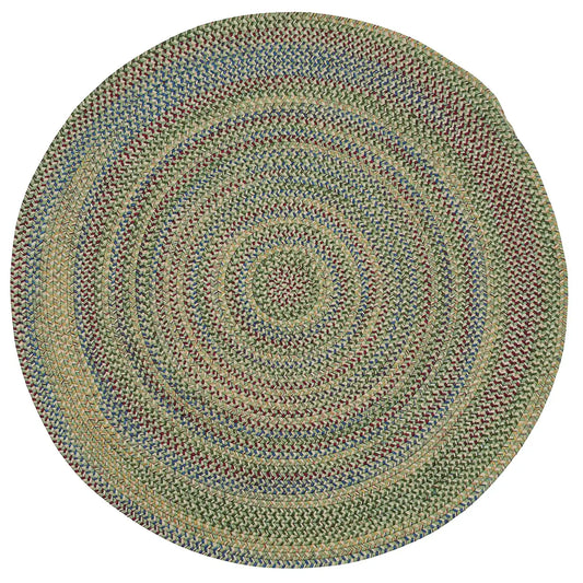 Colonial Mills Worley Round Moss Green Handcraft Braided Rug Rug in Braided & Farmhouse/Rustic style.