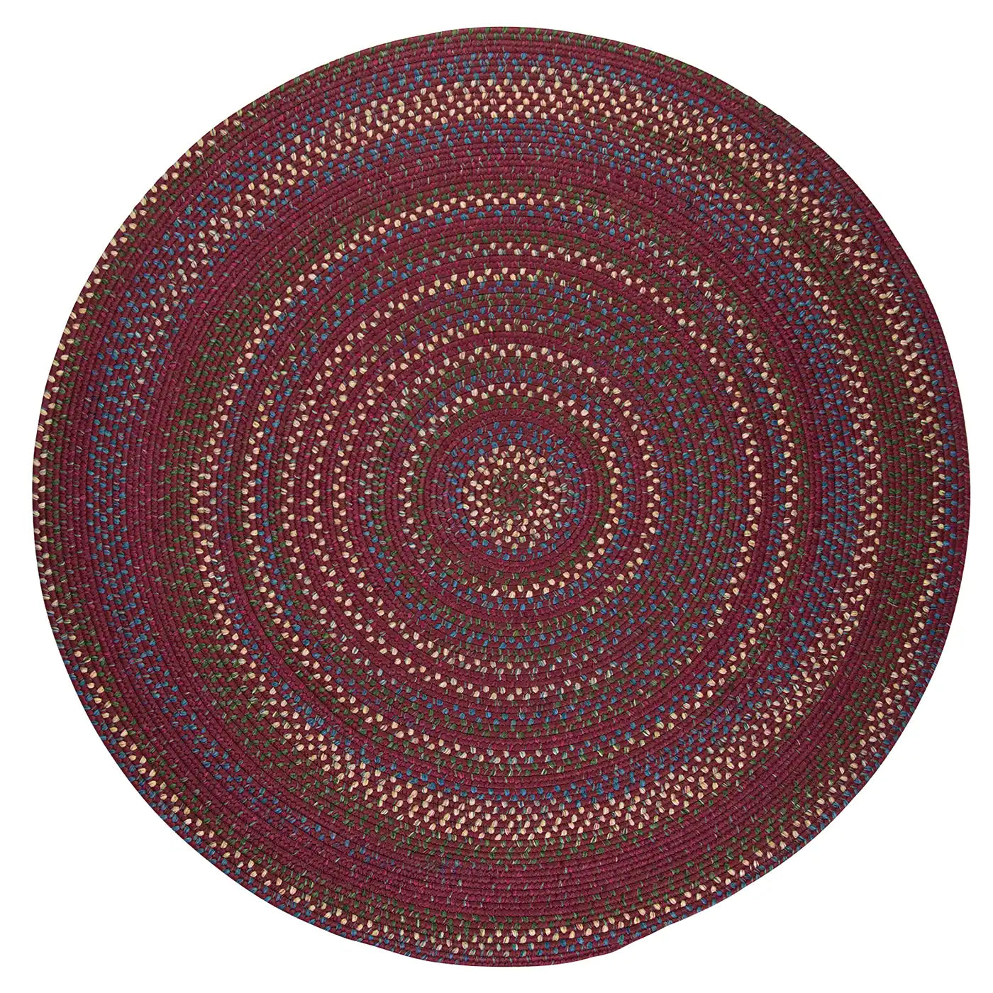 Colonial Mills Worley Round Burgundy Handcraft Braided Rug Rug in Braided & Farmhouse/Rustic style.