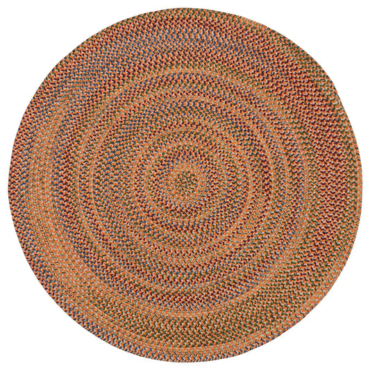 Colonial Mills Worley Round Orange Handcraft Braided Rug Rug in Braided & Farmhouse/Rustic style.