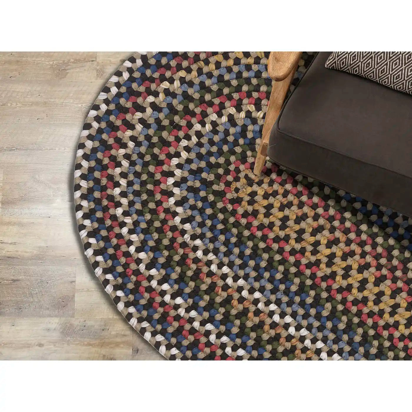 Colonial Mills Wayland Navy Handcraft Braided Runner Rug in Braided & Farmhouse/Rustic style.