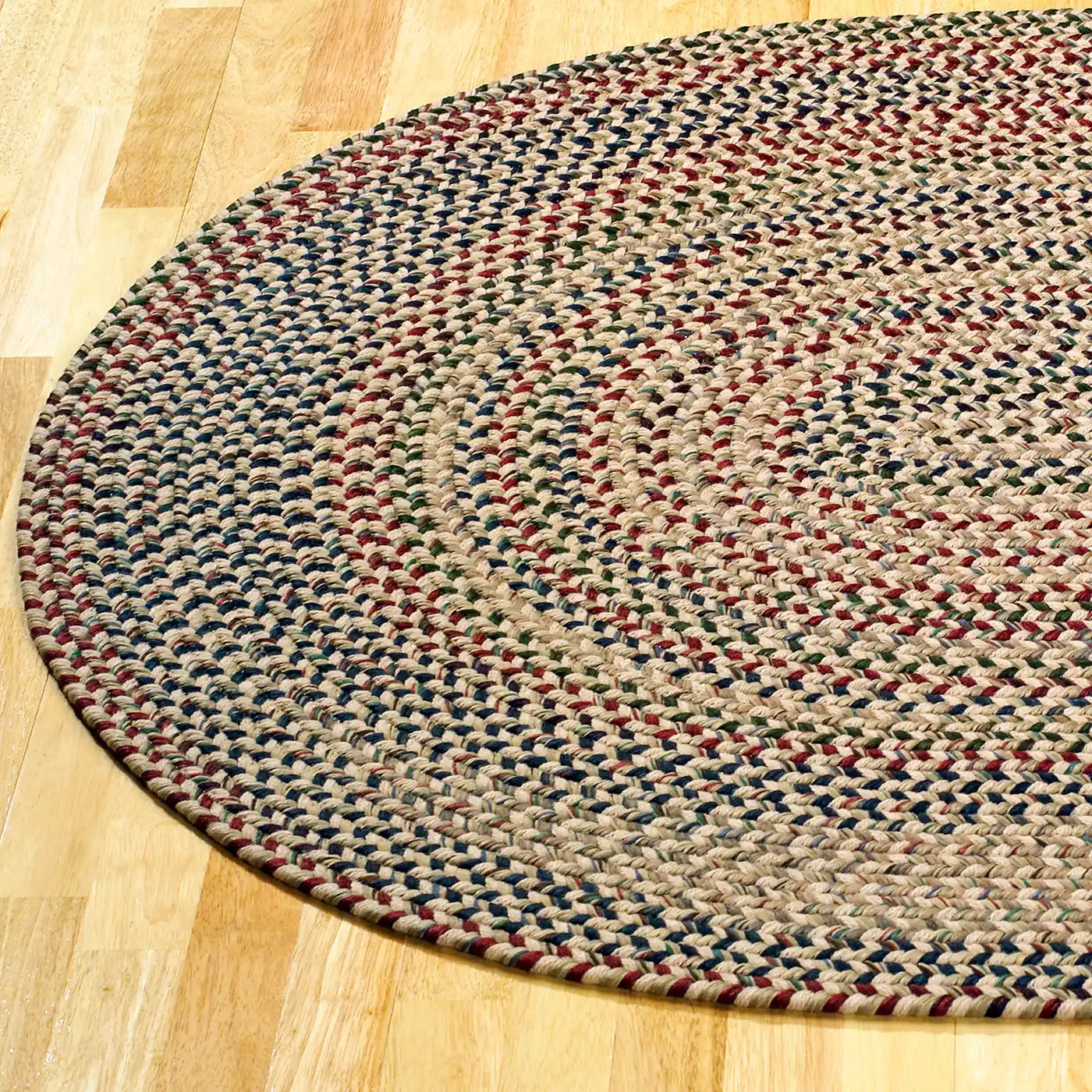 Colonial Mills Worley Round Blue Handcraft Braided Rug Rug in Braided & Farmhouse/Rustic style.