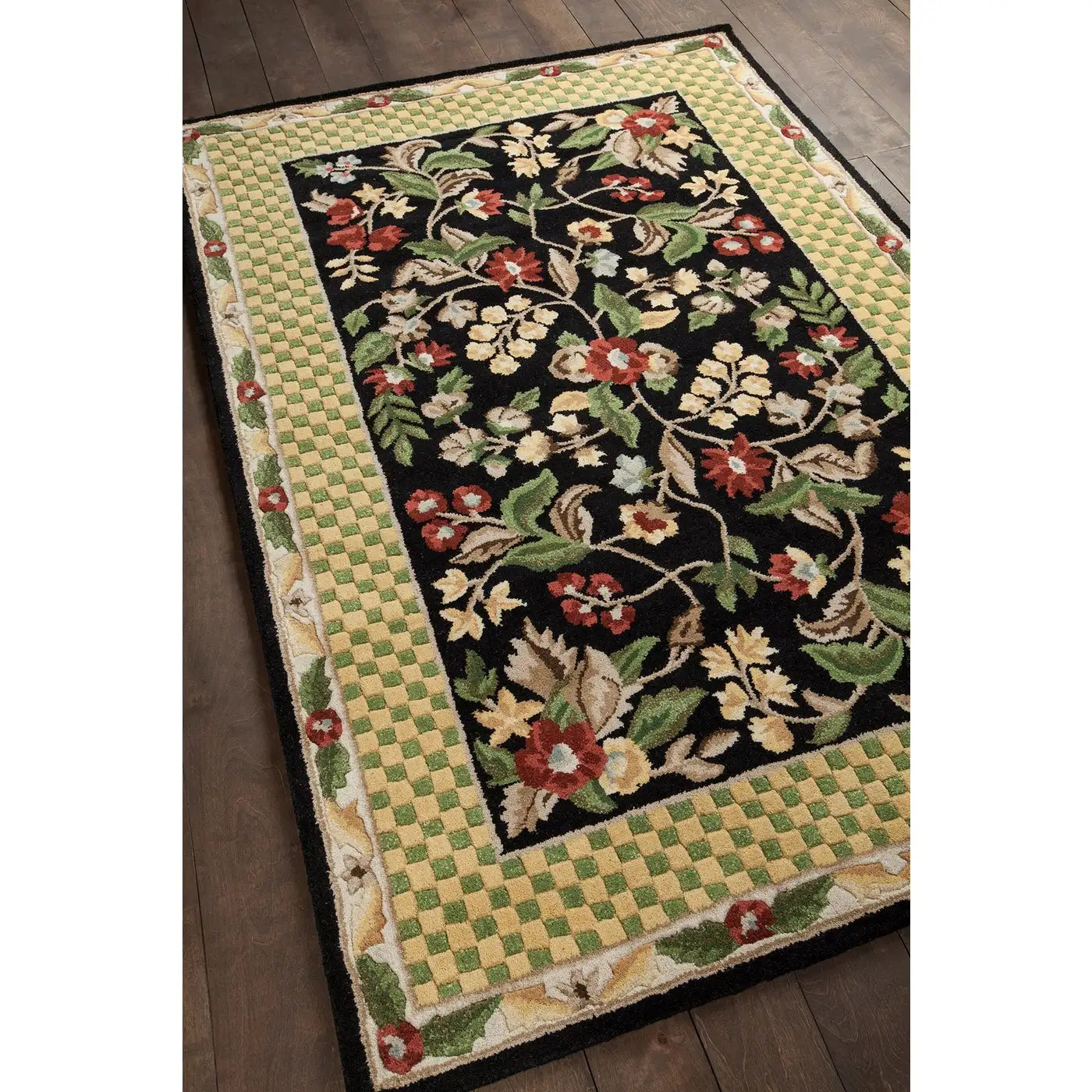 Chandra MET-532 Rug in Floral & Bordered style.