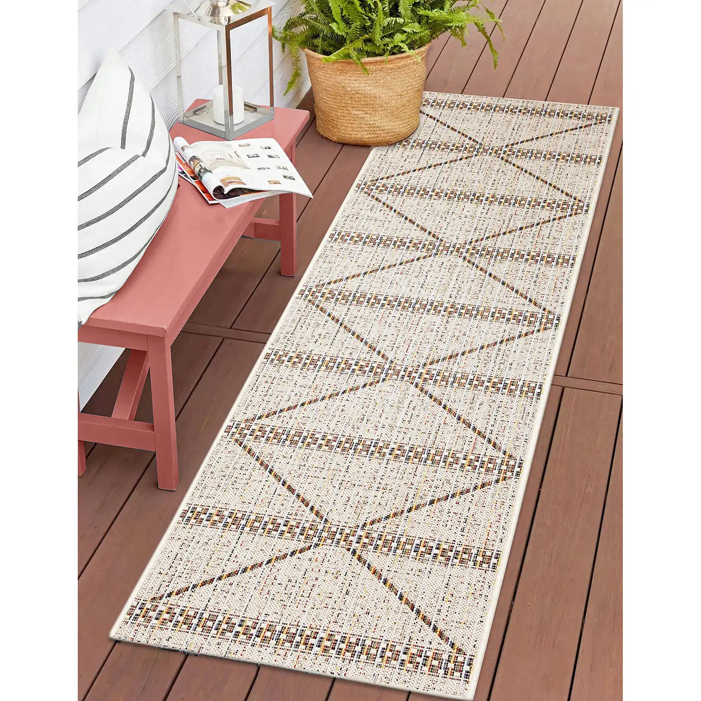 Trans Ocean Diamond Stripe Rug in Diamond/Trellis & Geometric style.