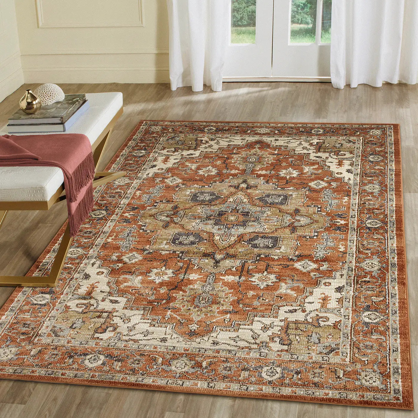 Trans Ocean Heriz Rug in Oriental/Traditional & Vintage/Distressed style.