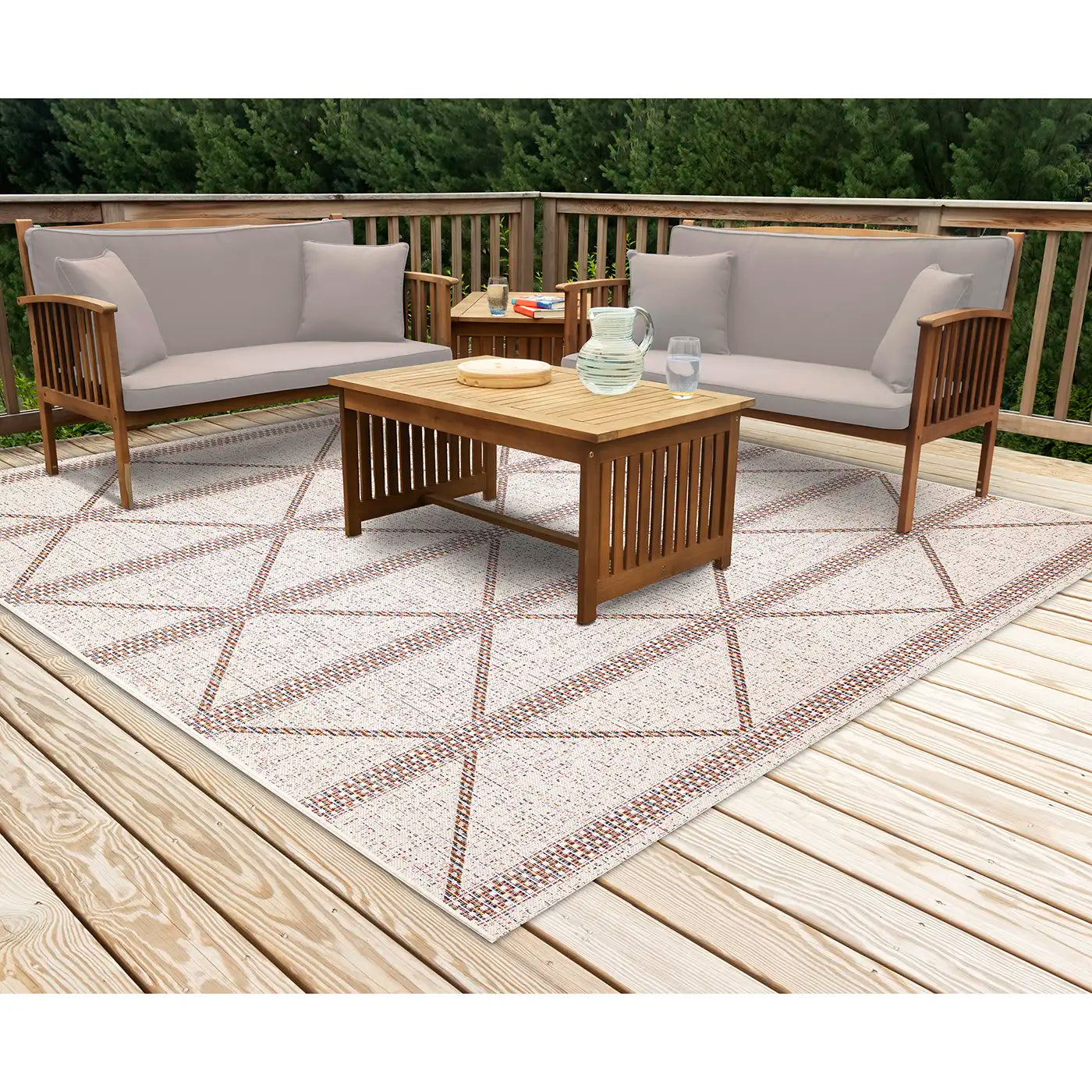 Trans Ocean Diamond Stripe Rug in Diamond/Trellis & Geometric style.
