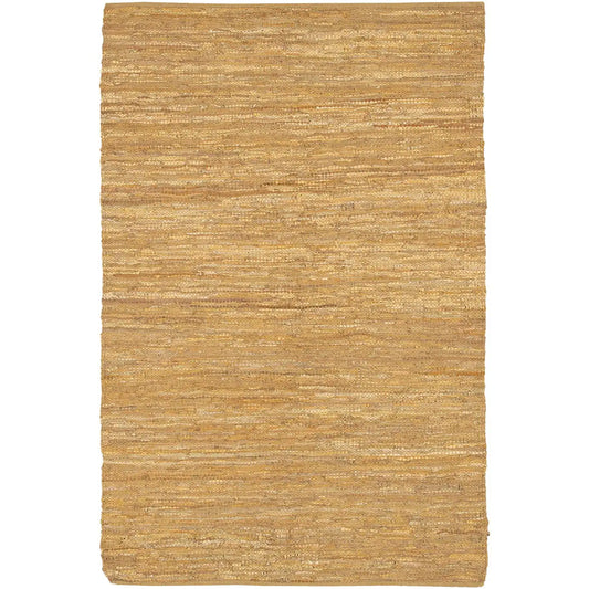 Saket SAK-3706 Gold/Beige Scandinavian Hand Woven Leather/Cotton Rug