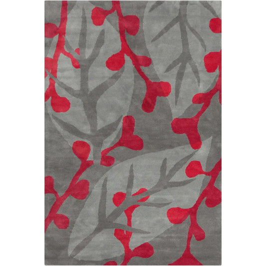 Stella STE-52086 Grey/Red Floral Modern/Abstract Hand Tufted Wool Rug