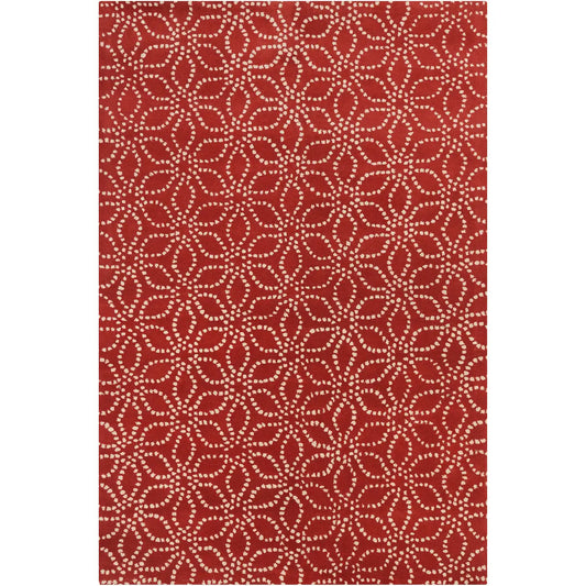 Stella STE-52135 Red/White Floral Bohemian Hand Tufted Wool Rug