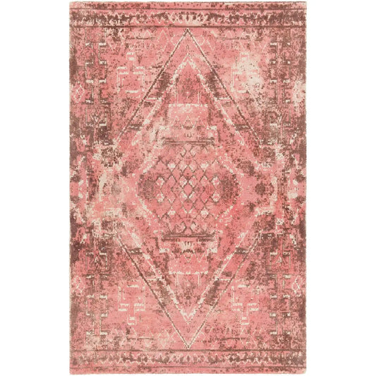 Tayla TAY-42401 Pink/Brown/White Vintage Hand Tufted Wool Rug