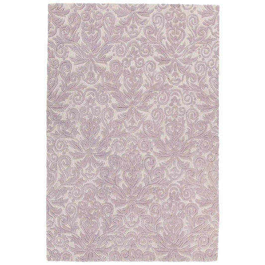 Yelena YEL-43802 Purple/White Floral Hand Tufted Wool Rug